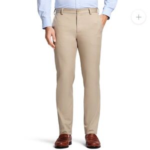 IZOD American Chino Pants Mens 34x34 Khaki Straight Leg Flat Front Non-Iron NWT